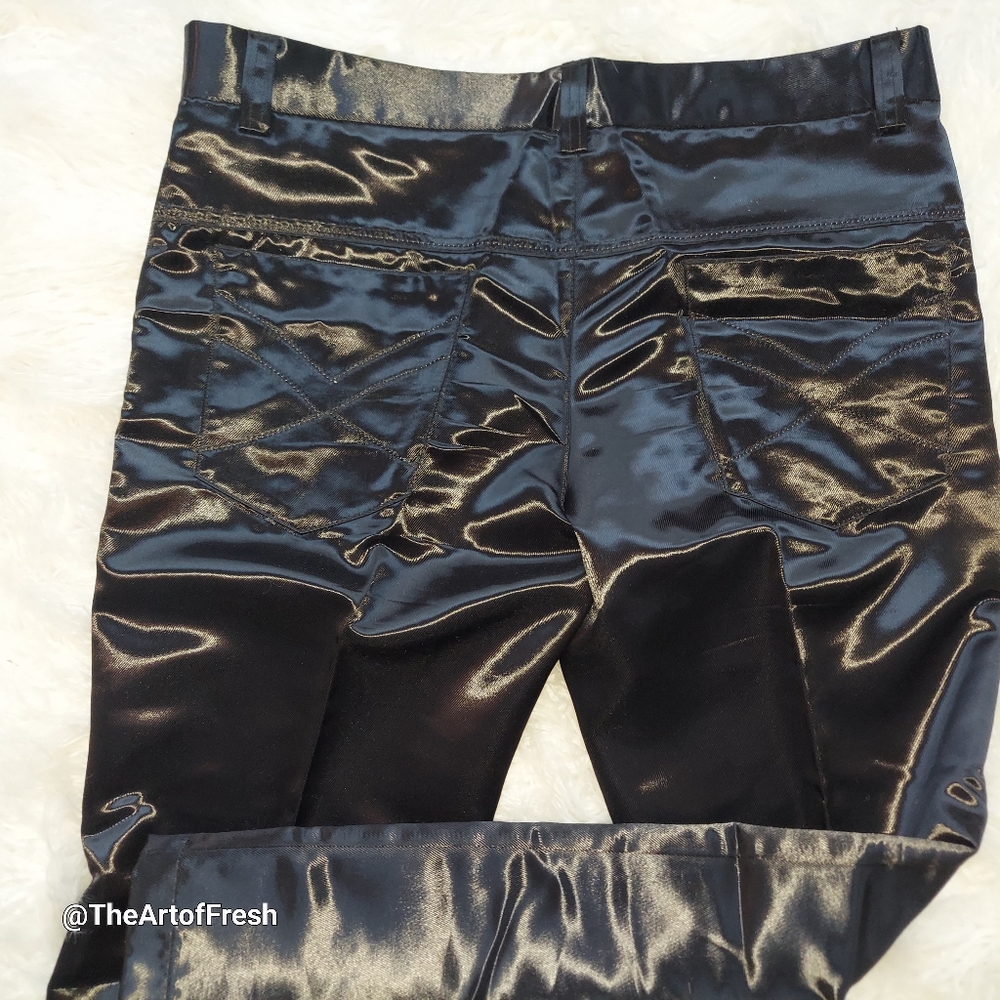 Mens 2pc Modern Fit Suit Shiny Wet  Black (Unisex) - Picture 13 of 14